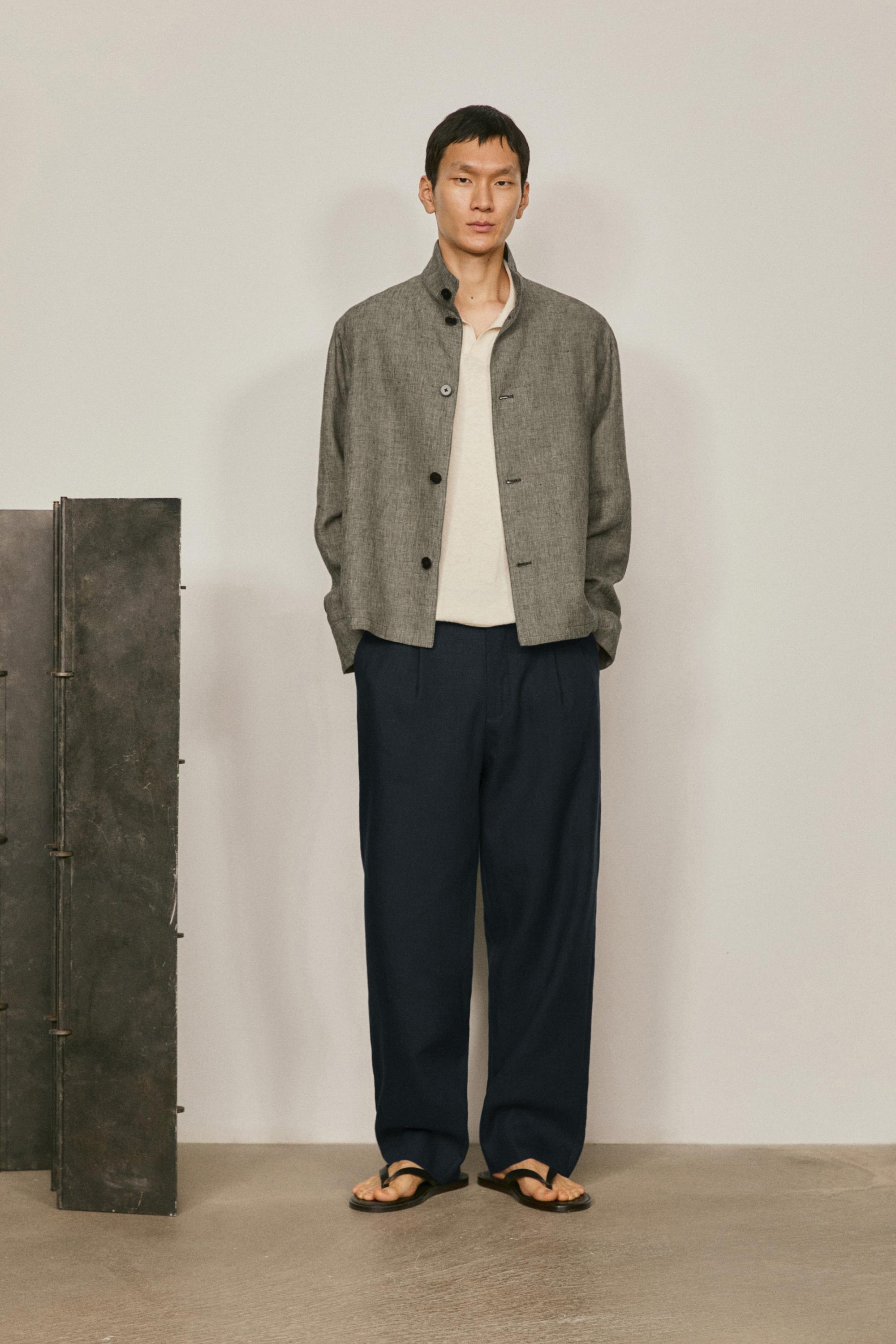 Blouson bomber à chevrons en lin - LIMITED EDITION